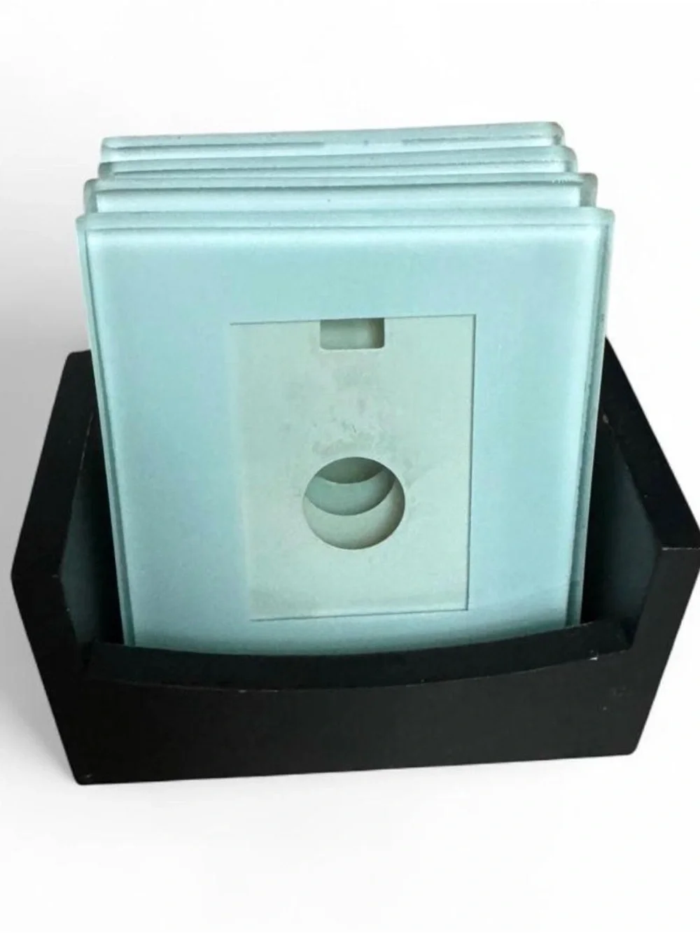 Glass Photo Coaster set with Wooden Holder - Set of 4